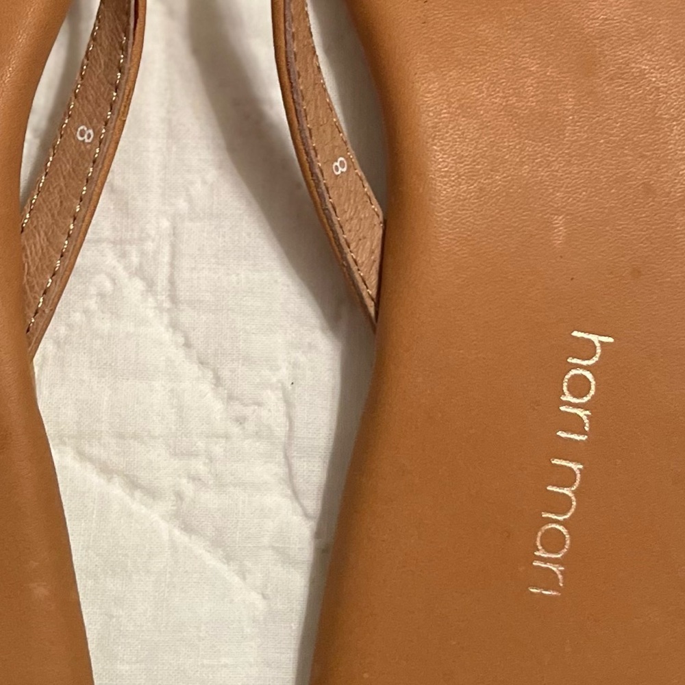 Hari Mari Women’s “Mari” Tan Leather Flip Flops Sandals Size 8 *New In Box* - Picture 7 of 14